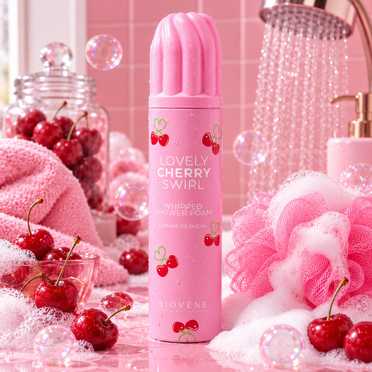 Mousse de douche fouettée LOVELY CHERRY WIRL - BIOVÈNE