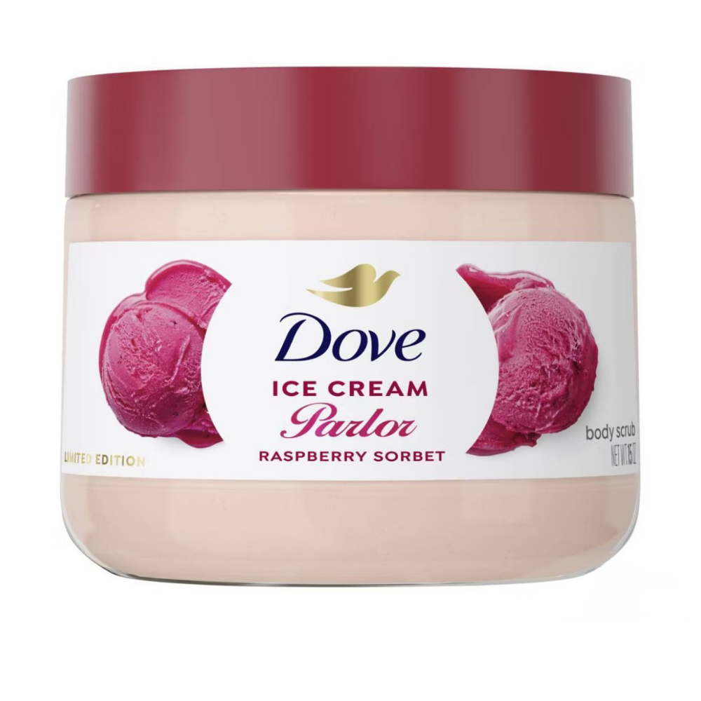 Dove ice cream, raspberry sorbet -  gommage