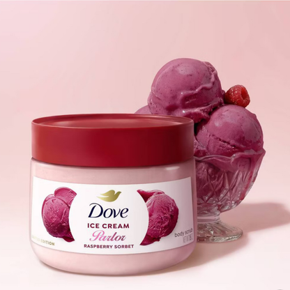 Dove ice cream, raspberry sorbet -  gommage